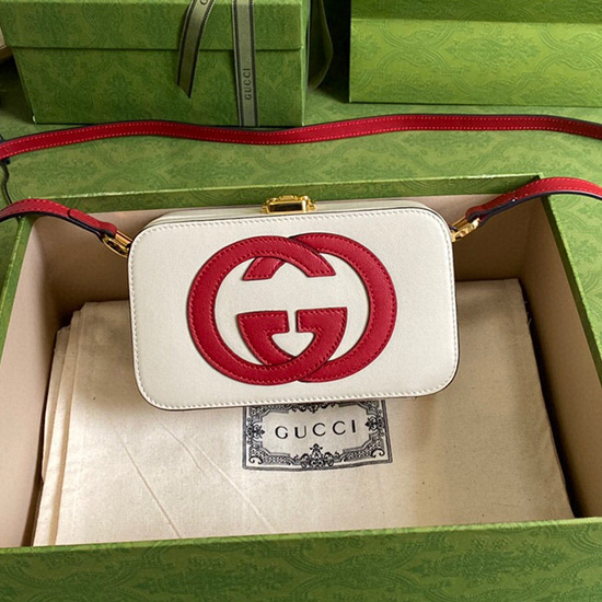 Gucci Interlocking G мини чанта бяла 658230