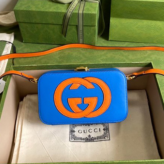 Gucci Interlocking G мини чанта синя 658230