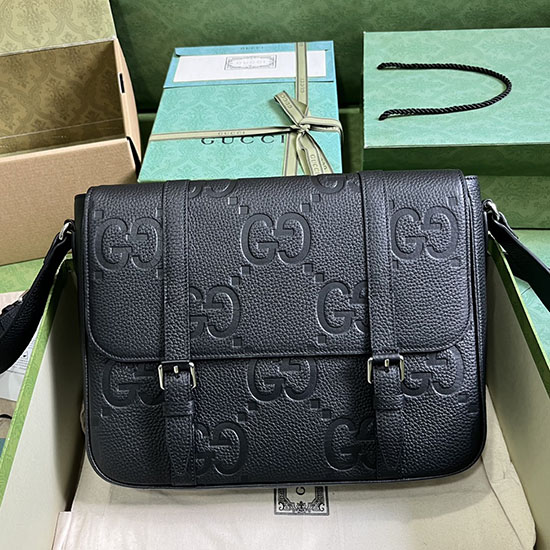 Gucci Jumbo Gg средна месинджър чанта черна 760234