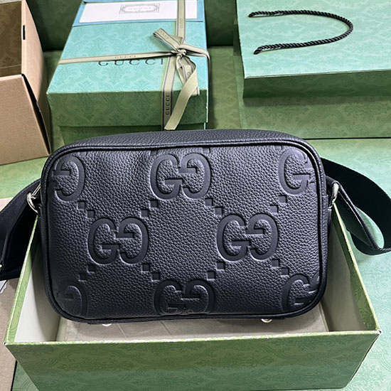 Gucci Jumbo Gg средна месинджър чанта черна 766946