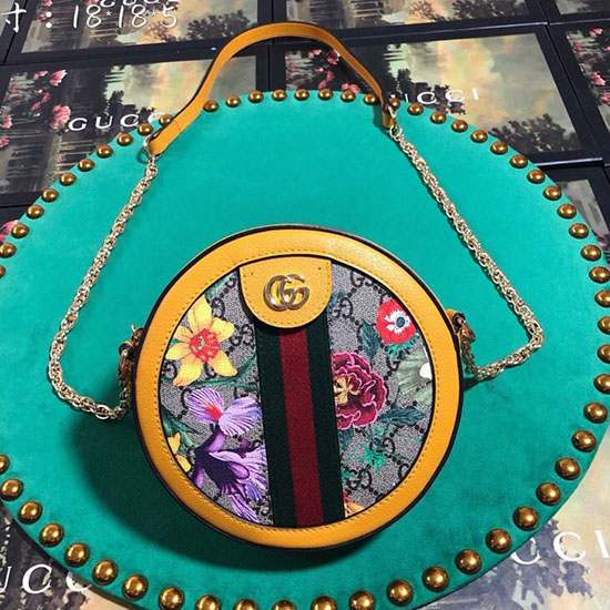 Gucci Ophidia Gg Flora мини кръгла чанта през рамо 550618