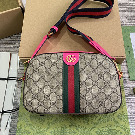 Gucci Ophidia Gg малка розова чанта през рамо 752591