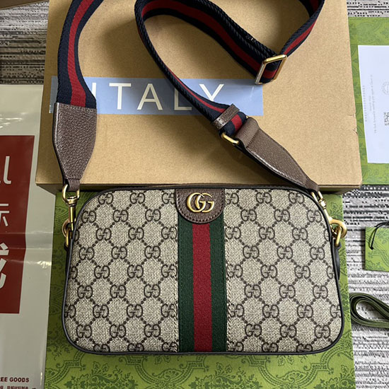 Gucci Ophidia Gg малка чанта през рамо кафяво 752591