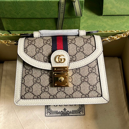 Gucci Ophidia Gg мини чанта през рамо бяла 696180