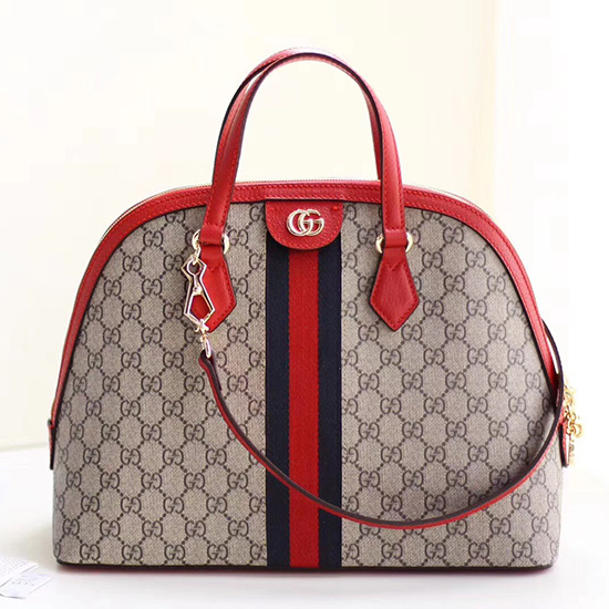 Gucci Ophidia Gg средна чанта с горна дръжка червена 524533