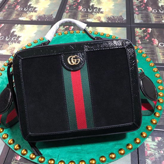 Gucci Ophidia Suede малка чанта през рамо черна 550622