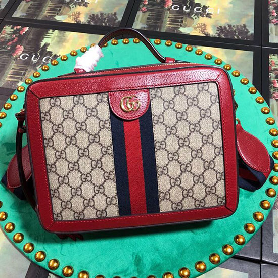 Gucci Ophidia малка Gg чанта през рамо червена 550622