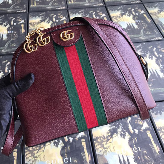 Gucci Ophidia малка чанта през рамо бордо 499621