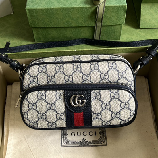 Gucci Ophidia мини чанта синя 722557