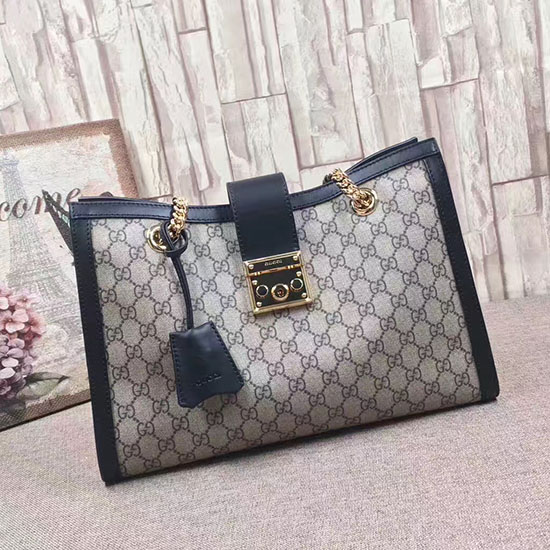 Gucci Padlock Gg Supreme платнена чанта през рамо черна 479197