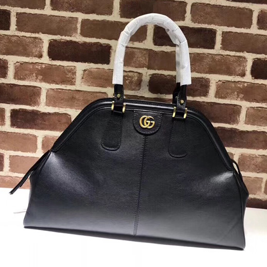 Gucci Re(belle) голяма чанта с горна дръжка черна 515937