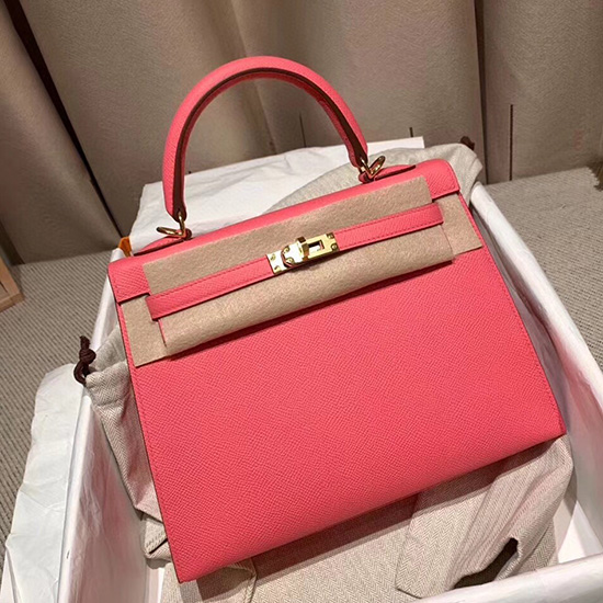 Hermes Epsom кожена чанта Кели праскова Hk283221