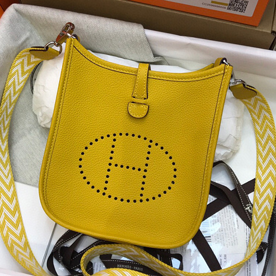 Hermes Togo кожена мини чанта Evelyne жълта H05634