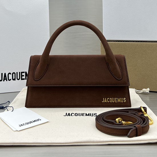 Jacquemus Suede Le Chiquito дълга дамска чанта кафяво J2053