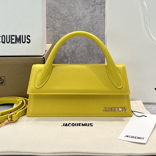 Jacquemus телешка кожа Le Chiquito дълга дамска чанта жълта J2053