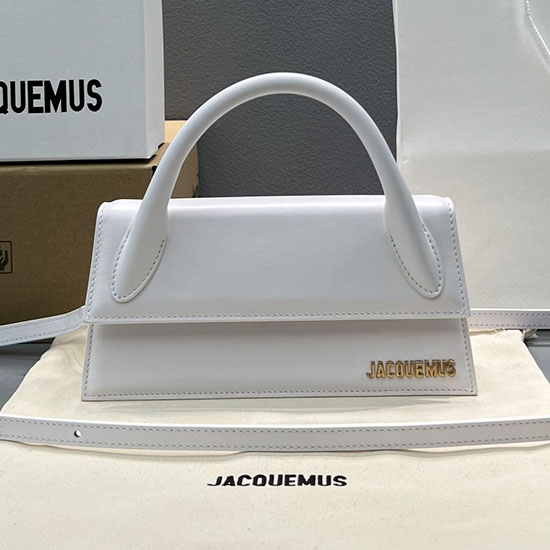 Jacquemus телешка кожа Le Chiquito дълга чанта бяла J2053