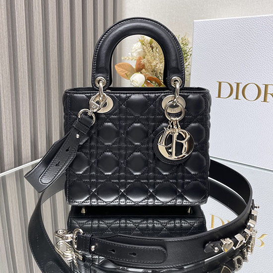 Lady Dior My Abcdior чанта от агнешка кожа черна Dm0538