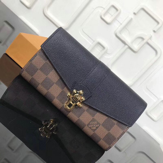 Louis Vuitton Damier Ebene Canvas Clapton портфейл Noir N64449