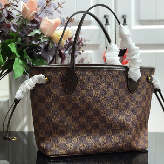 Louis Vuitton Damier Ebene платно Neverfull Pm розово N41359