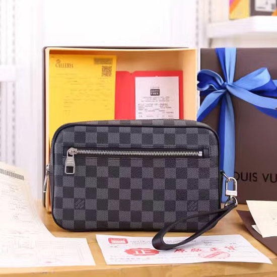 Louis Vuitton Damier графитен платнен съединител Kasai M42838