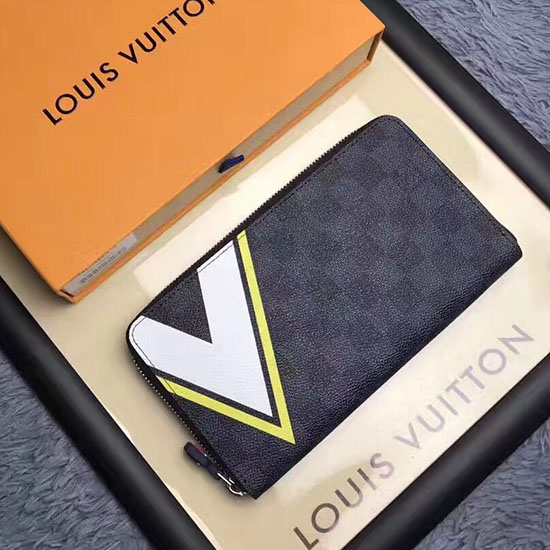 Louis Vuitton Damier графитено платно цип органайзер жълт N64014