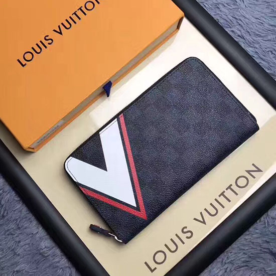 Louis Vuitton Damier графитено платно цип органайзер червен N64014