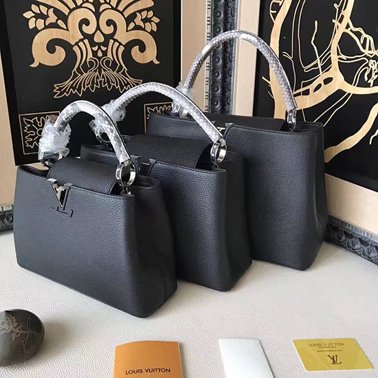 Louis Vuitton Taurillon кожа Capucines Pm черно N92800