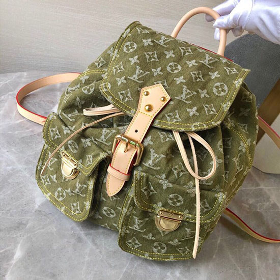 Louis Vuitton дънкова раница с монограм зелена M44460