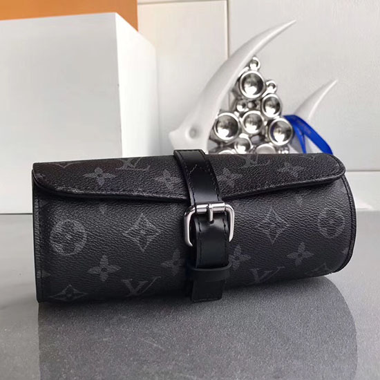 Louis Vuitton монограм Eclipse платно 3 калъф за часовник M47530