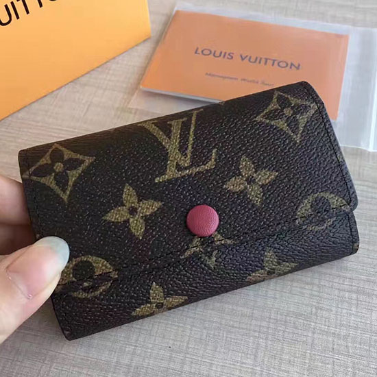 Louis Vuitton монограм канава 6 ключодържател фуксия M60701