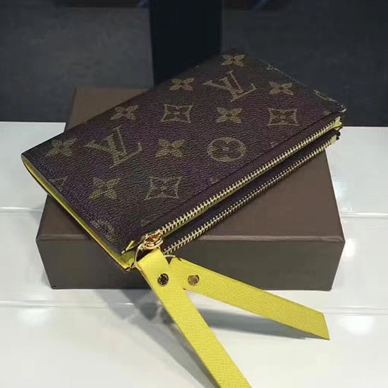 Louis Vuitton монограм платно Adele компактен портфейл жълт M61271