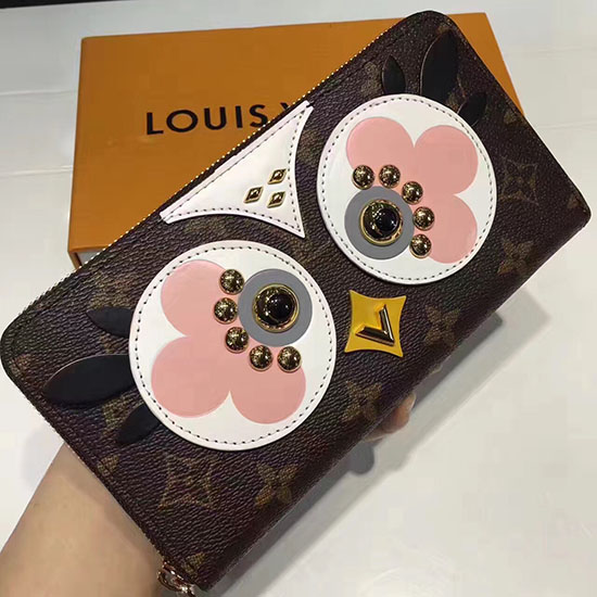 Louis Vuitton монограм платно прекрасна птица портфейл с цип бял M62413