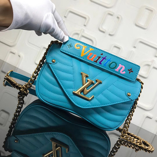 Louis Vuitton нова вълна чанта с верига Pm Blue M51683