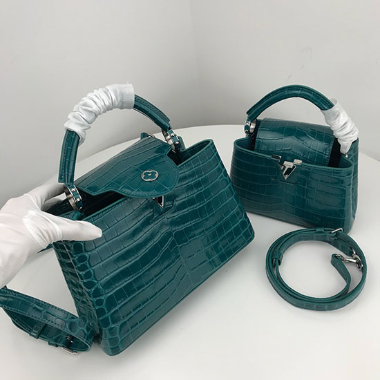 Louis Vuitton телешка кожа Capucines Mini Bleu Canard N94227