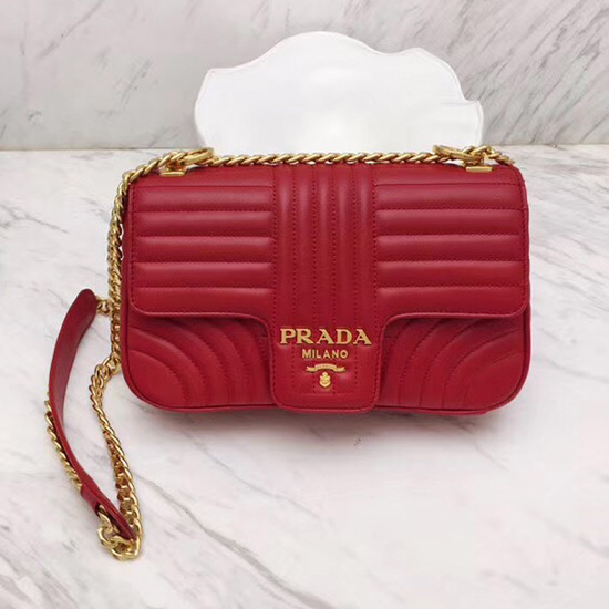 Prada Diagramme кожена чанта през рамо червена 1bd108