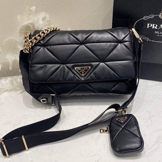 Prada System Patchwork кожена чанта Nappa черна 1bd291