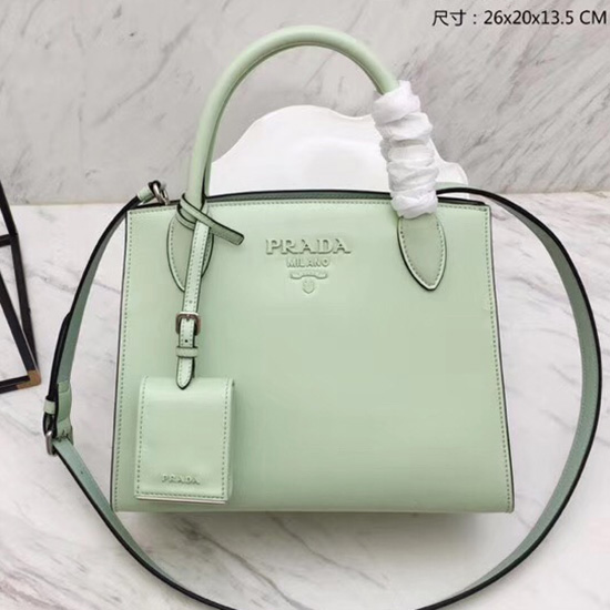 Prada монохромна чанта от телешка кожа Aqua 1ba156