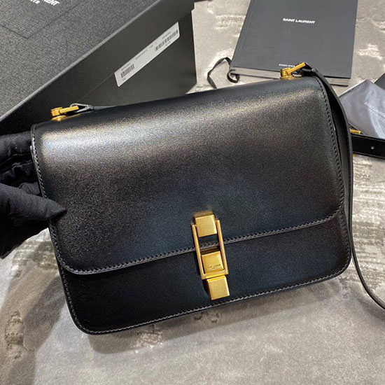 Saint Laurent Carre чанта от черна гладка кожа 585060