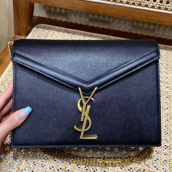 Saint Laurent Cassandra чанта със средна верига черна 532750