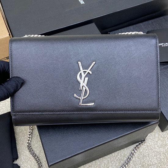 Saint Laurent Kate 24 чанта с верига черна със сребро 354021