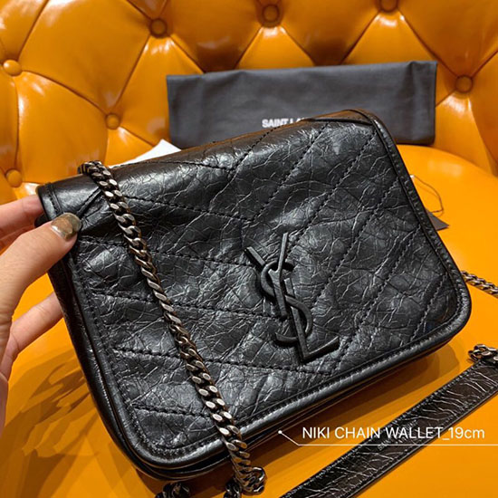 Saint Laurent Niki портфейл с верига черен 583103