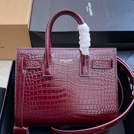 Saint Laurent Sac De Jour нано чанта бордо 392035