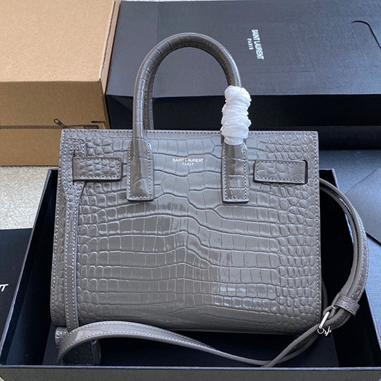 Saint Laurent Sac De Jour нано чанта сива 392035