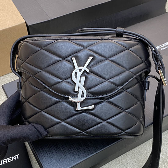 Saint Laurent агнешка кожа юни чанта кутия черна 710080