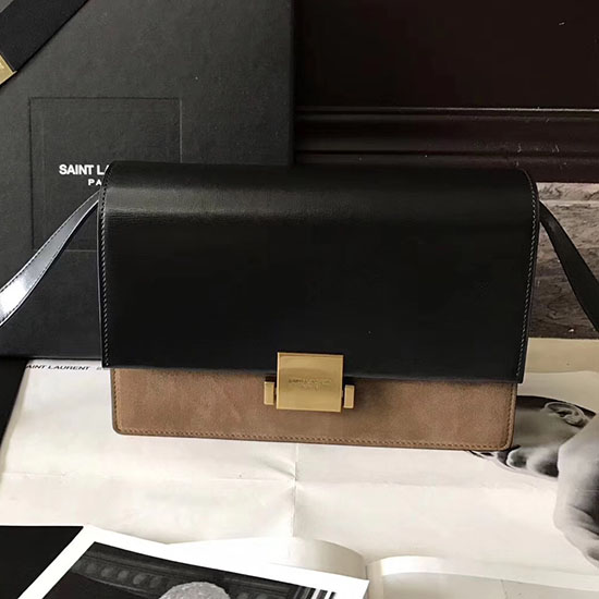 Saint Laurent средна чанта Bellechasse черно и сиво 462044