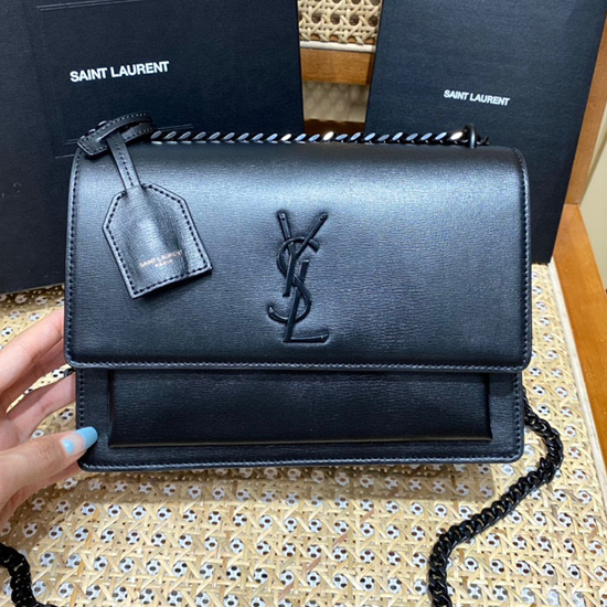 Saint Laurent средна чанта за залез черна 442906