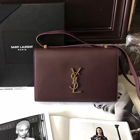 Saint Laurent средна чанта през рамо с капаци от дилан бордо 439047