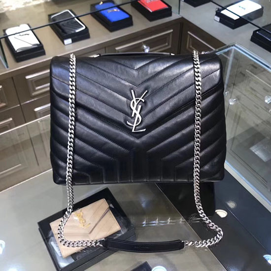 Saint Laurent средна чанта с верига Loulou черна 459749