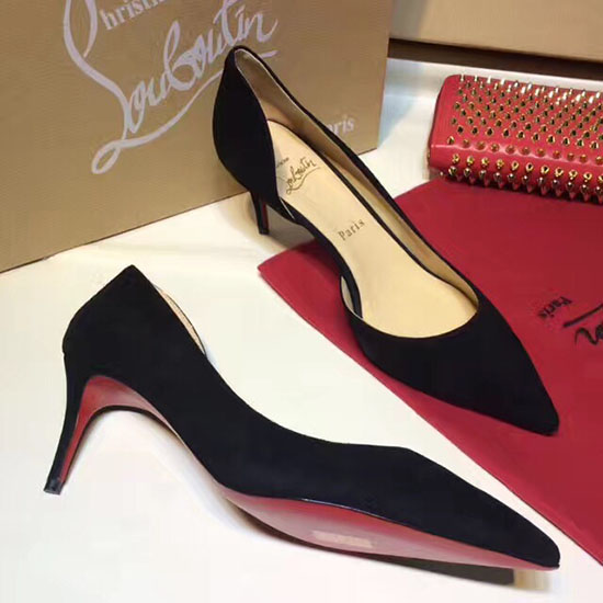 Велурени обувки на Christian Louboutin черни Cl007