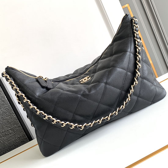 Голяма дамска чанта Chanel Hobo черна As4246